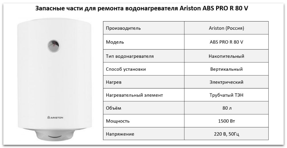 Купить запчасти Ariston ABS PRO R 80 V в Краснодаре