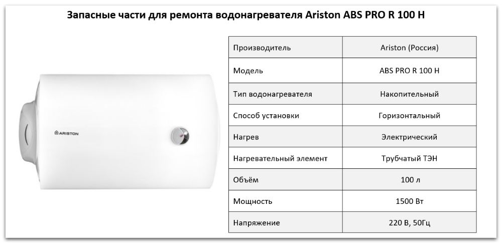 Купить запчасти Ariston ABS PRO R 100 H в Краснодаре
