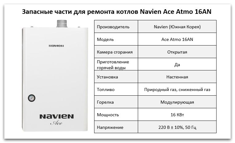 Купить запчасти Navien Ace Atmo 16AN в Краснодаре