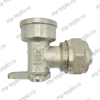 Соединение угловое с креплением для металлополимерных труб 20х3/4