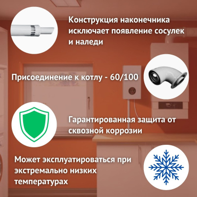 Дымоход для котла Bosch GAZ 7000 W любой мощности, комплект антилед (Китай) (DYMgaz7000w)